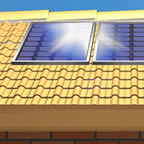Solar photovoltaic panels on rooftop
