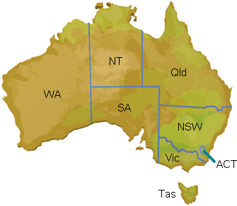 A Map Of Australia States And Territories