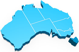 Map of Australia showing Tas
